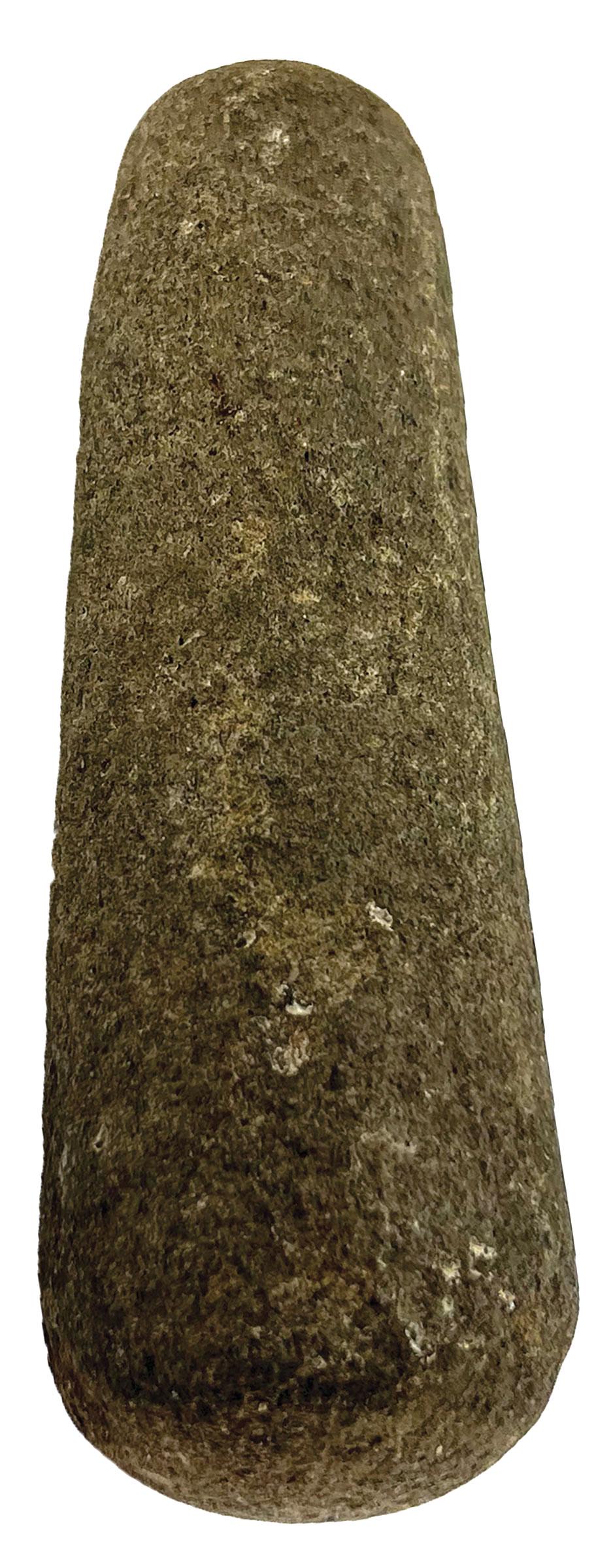 5 1/4" Hand Pestle found in Nevada Co, CA. Ex-Dr. John Mountjoy: 5 1/4" Hand Pestle found in Nevada Co, CA. Very well made. Gray Hardstone. Very good condition. Ex-Dr. John Mountjoy