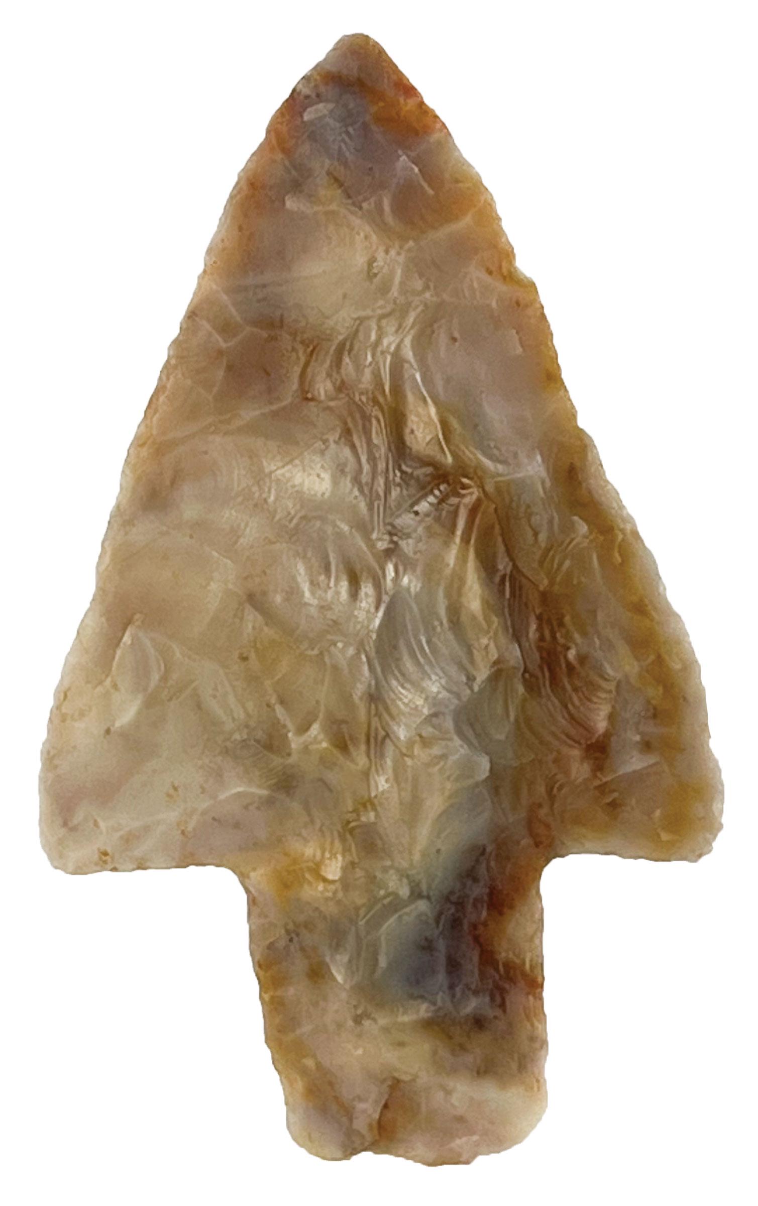 4" Adena Robbins. Licking Co, OH. Flintridge. Ex- Ellis. Jackson G10 COA: 4" Adena Robbins. Licking Co, OH. Broad, thin with good symmetry. Highly colored Flintridge. Ex-Bradley Ellis. Jackson G10 COA