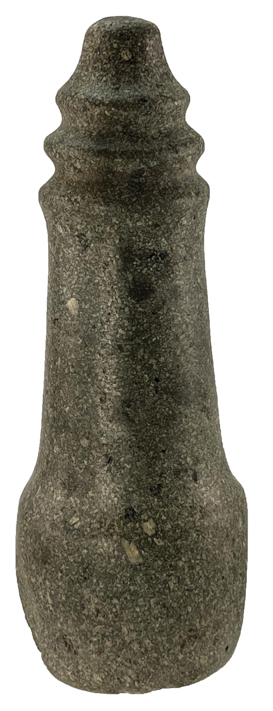 9 3/8" Triple Ring Pestle. The "Rattlesnake" Pestle. Klickitat Co, WA: 9 3/8" Triple Ring Pestle. The "Rattlesnake" Pestle. Klickitat Co, WA (near Wakemap). Large, well made. Some use wear dings on base. Green Hardstone. Ex-Dr. John Mountjoy. Found in 1950's