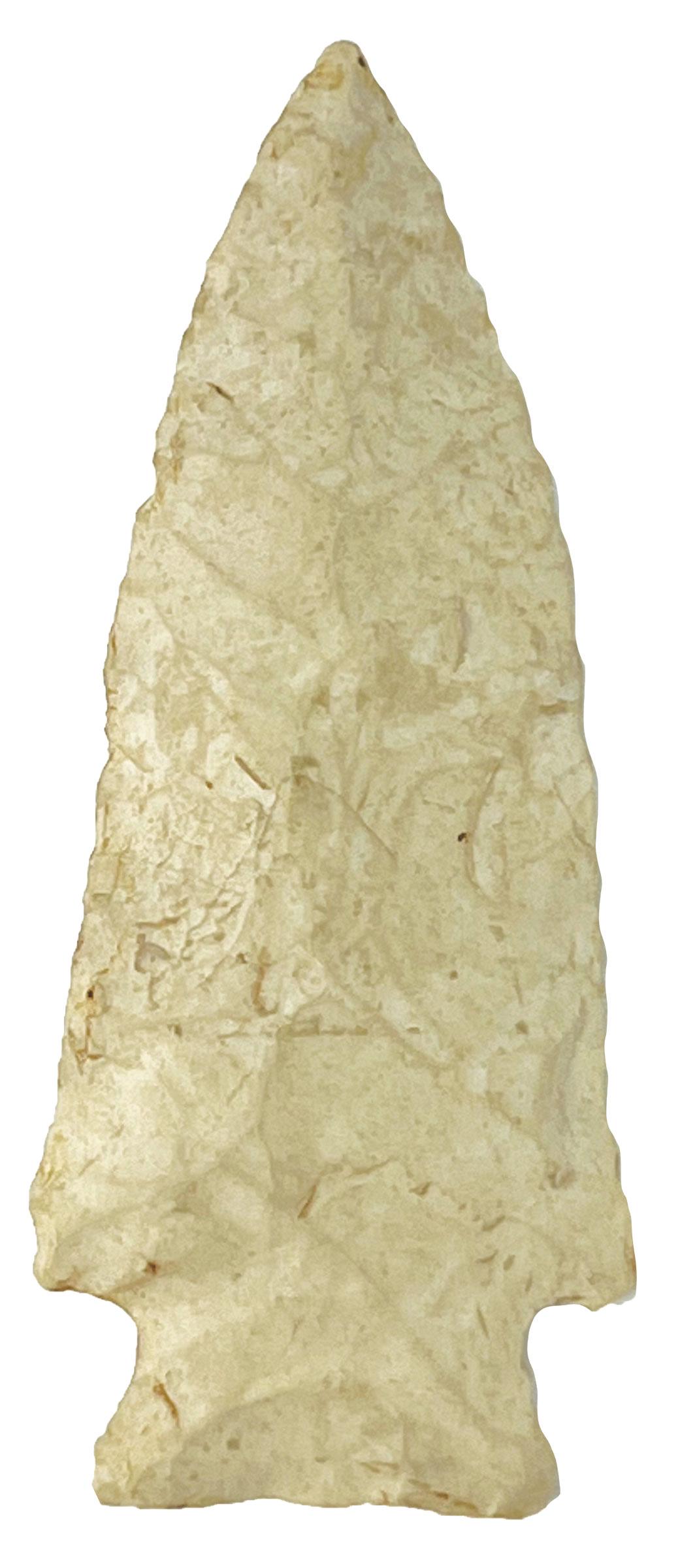 2 7/8" Cooper Point. Sequoyah Co, OK. White Peoria Chert. Perino COA: 2 7/8" Cooper Point. Sequoyah Co, OK. White Peoria Chert. Ex-Dean Mesnard, John Richardson. Found by Bob Walters. Perino COA