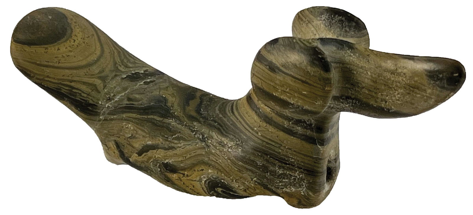 5" Popeyed Birdstone. Reproduction. Very well made, excellent display: 5" Popeyed Birdstone. Reproduction. Very well made, excellent display. Vividly banded Slate