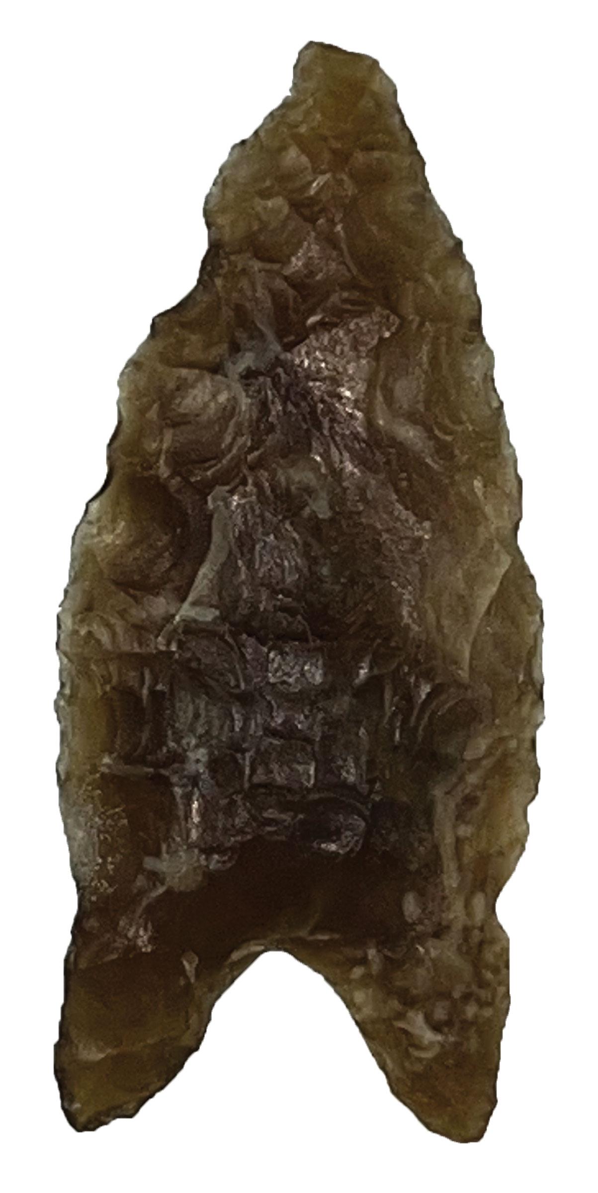 1 7/8" Knife River Flint Allen.  MO.  Thin and translucent.  Ex-Hunt (1 of 2)