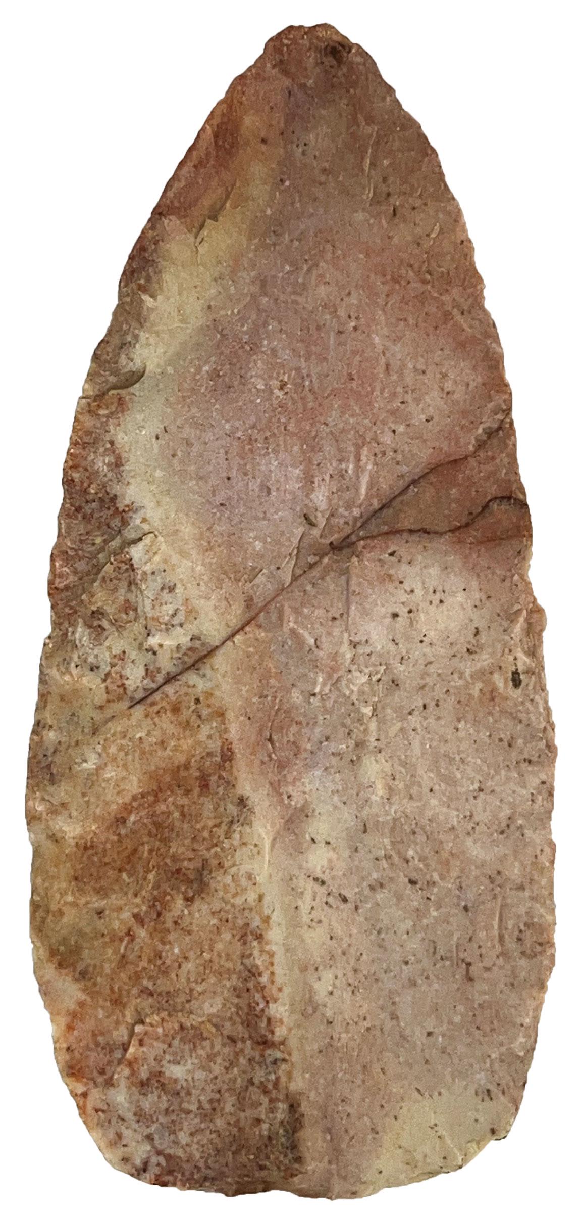 5 1/2" Archaic Knife.  IL.  Strawberry Flint.  Ex-Kevin Pipes.  Putty COA (1 of 3)