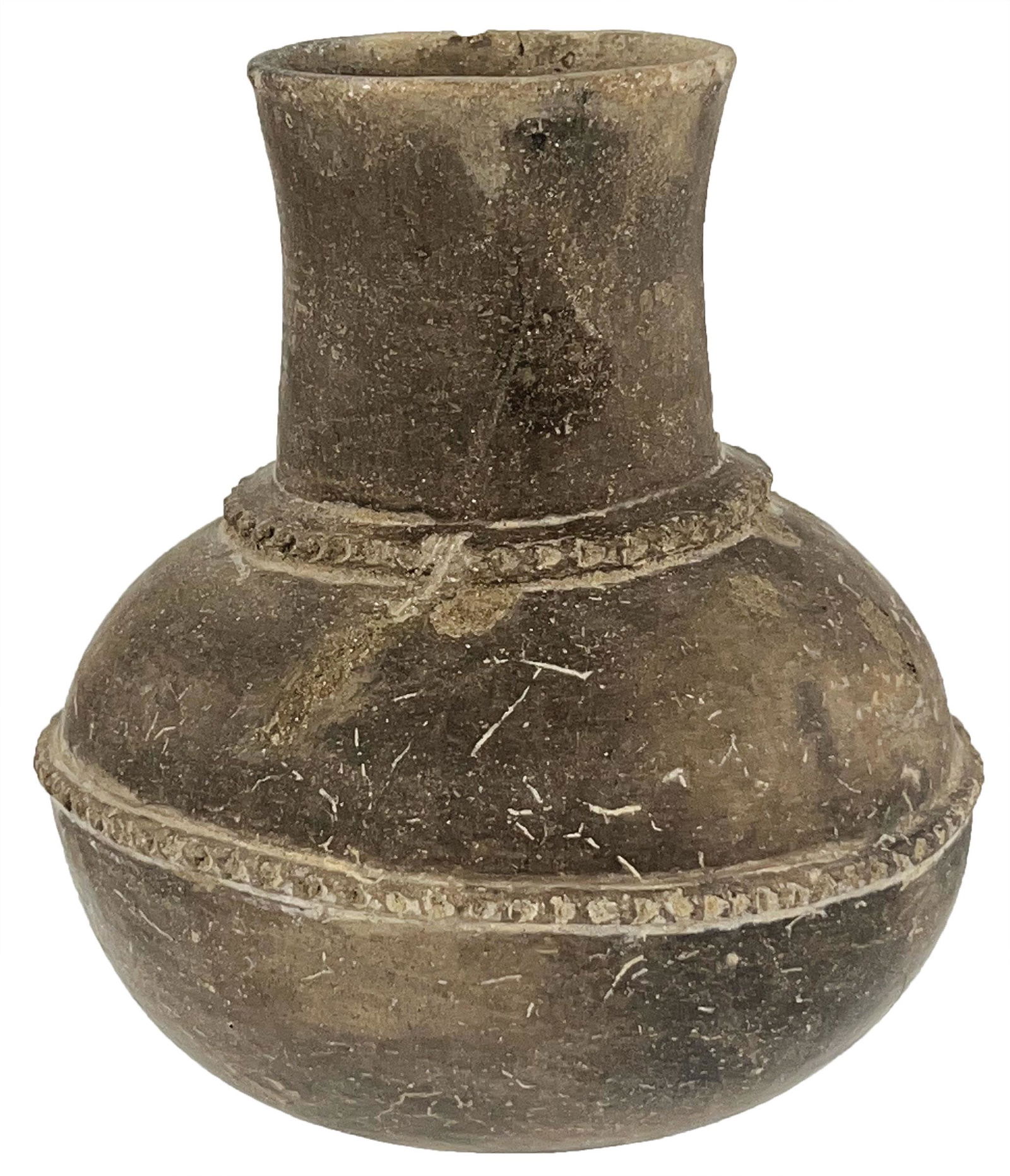 6 3/4" H. Mississippian Jar.  MO.  Fine example, decorative applique (1 of 6)