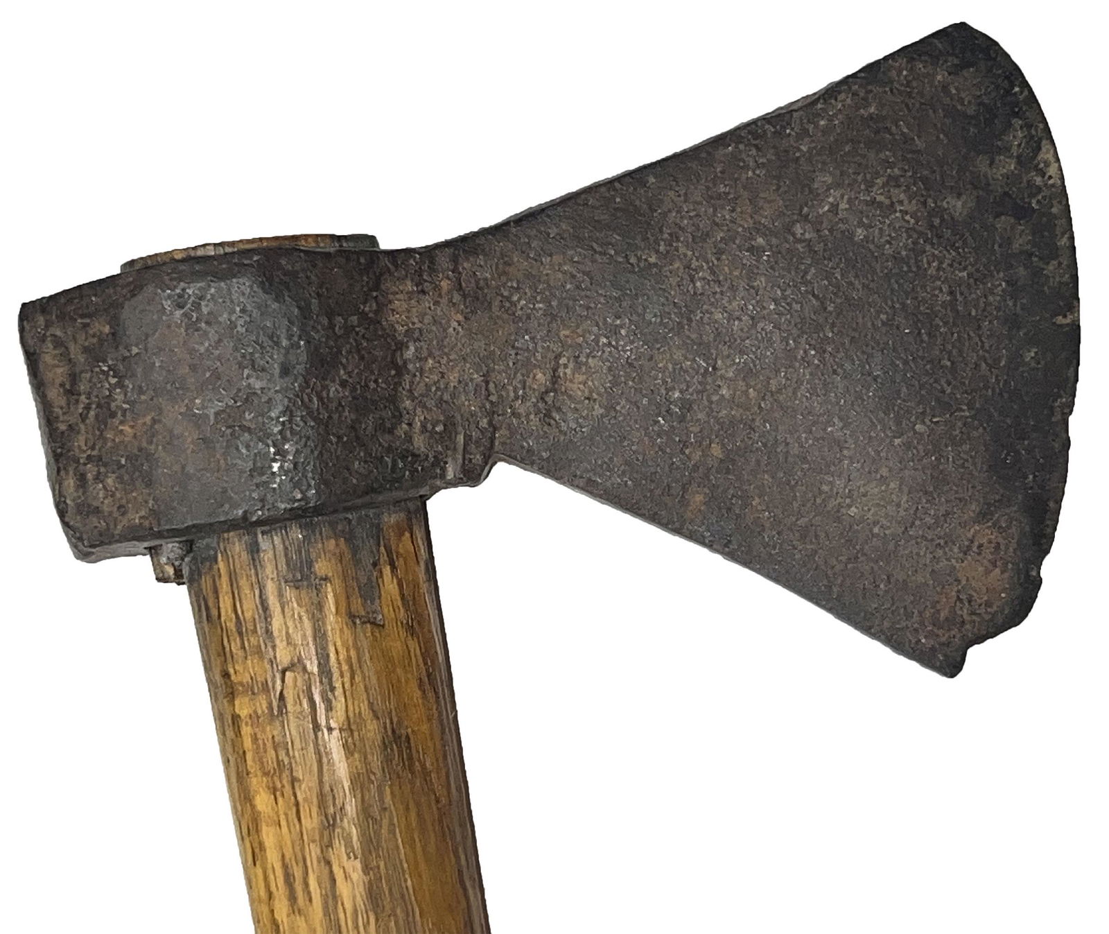 19" Trade Axe. Head (1820-1850) was found near Ft. Clark, ND: 19" Trade Axe. The head (1820-1850) was found at the Stanton Site near Ft. Clark, ND in the 1960's. The wood haft was made by Mark Miller. Fine example. Ex-Steve Switzer, Tom Miller, Karl Schug, Ernes