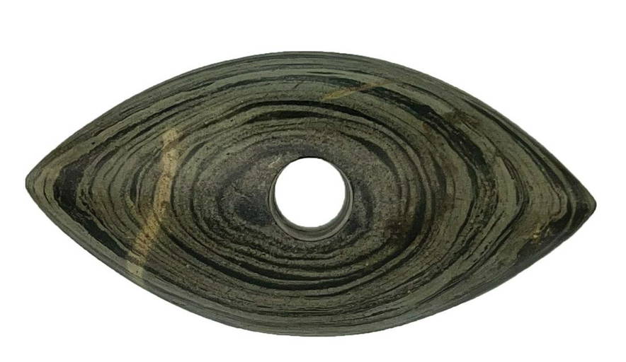 3" Pick Bannerstone. Lucas Co, OH. Vividly banded Slate. G10 gem