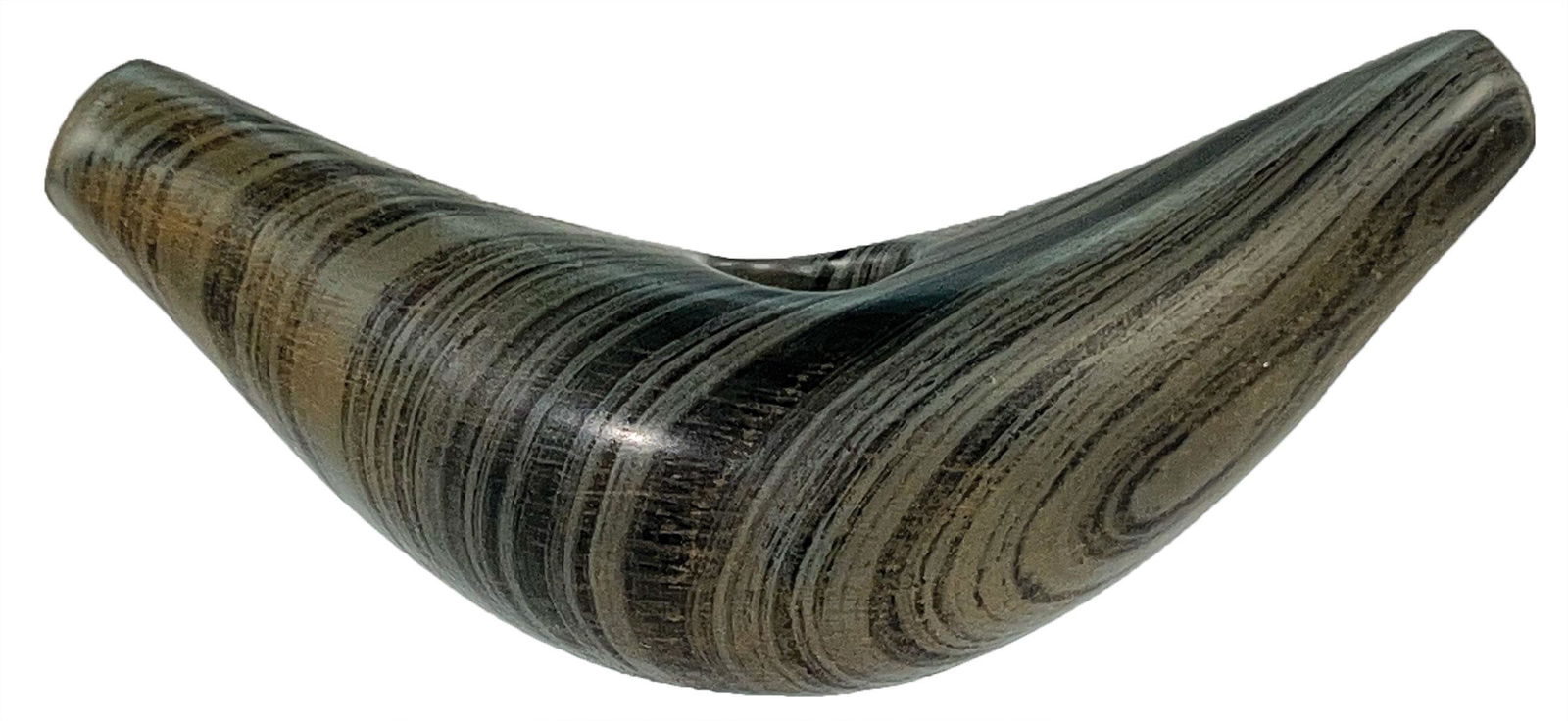 3 11/16" Crescent Bannerstone.  Vividly banded Slate, well polished. (1 of 9)