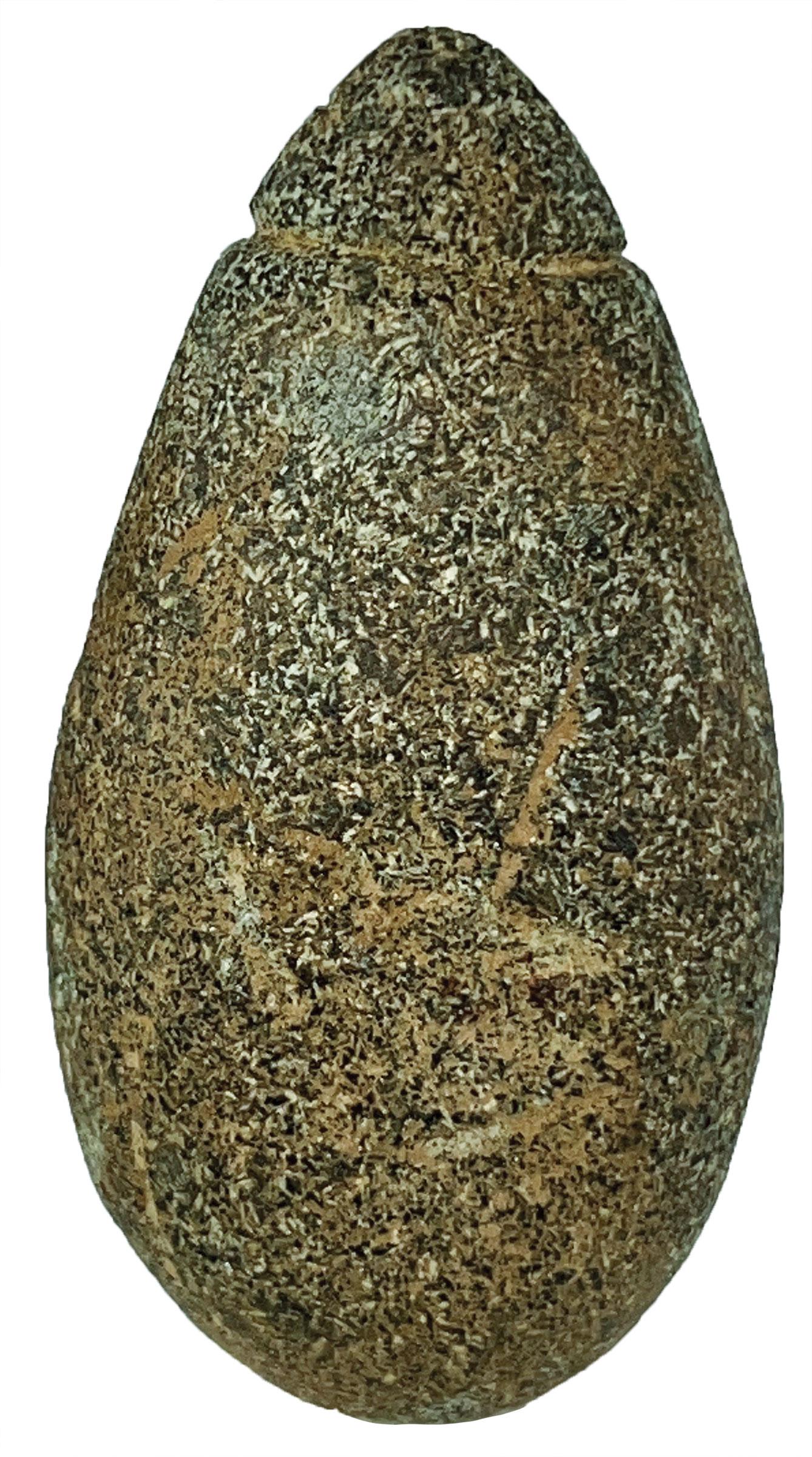 2 3/4" Grooved Hardstone Plummet.  Wabash  Co, IL.  Light plow scars (1 of 2)