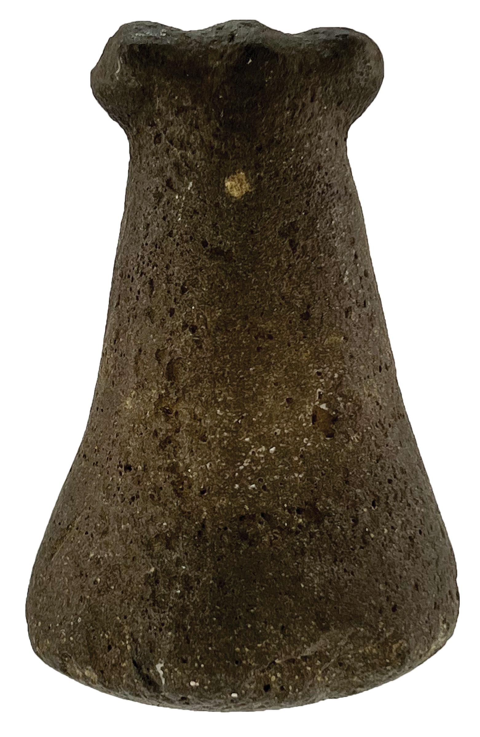 4 1/2" Three Knob Top Poi Pounder.  Tahiti.  Old use wear on base (1 of 6)