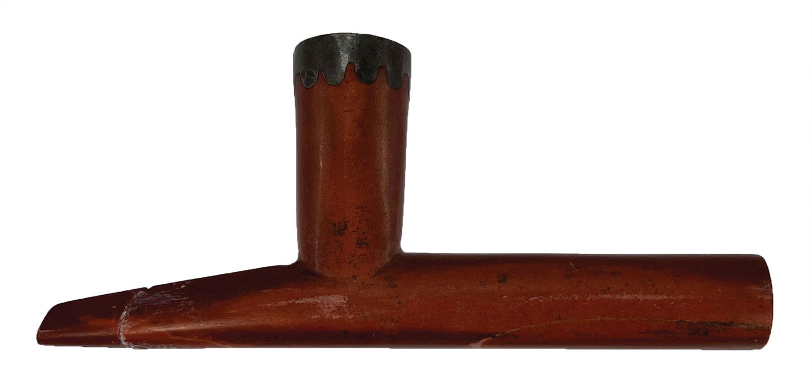 Catlinite 6 3/4" T-Pipe with 23" hand carved & decorated wood Stem (1 of 7)