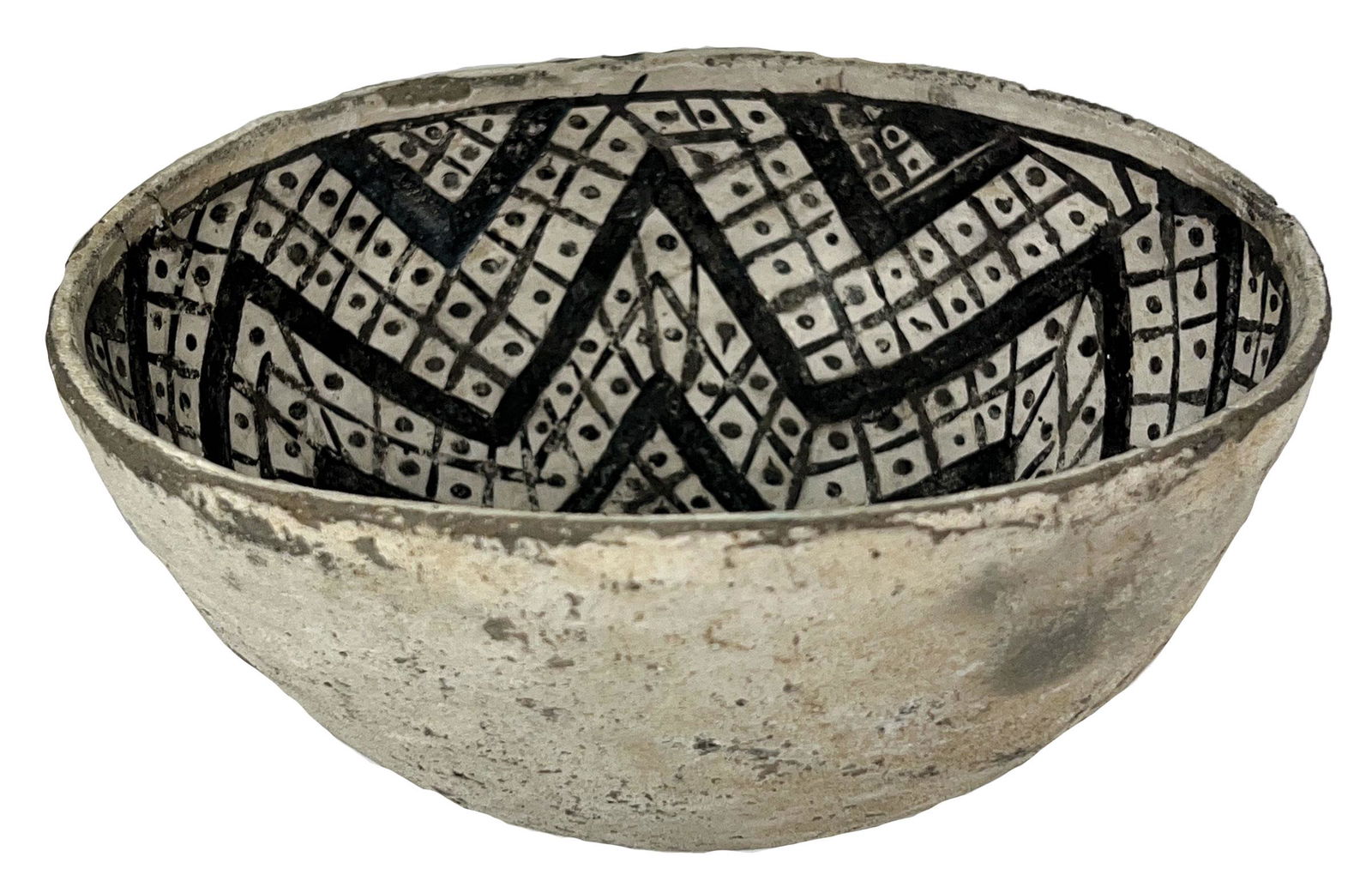 6 1/2" D. Mongollon Snowflake Bowl.  Solid bowl with pressure crack (1 of 8)