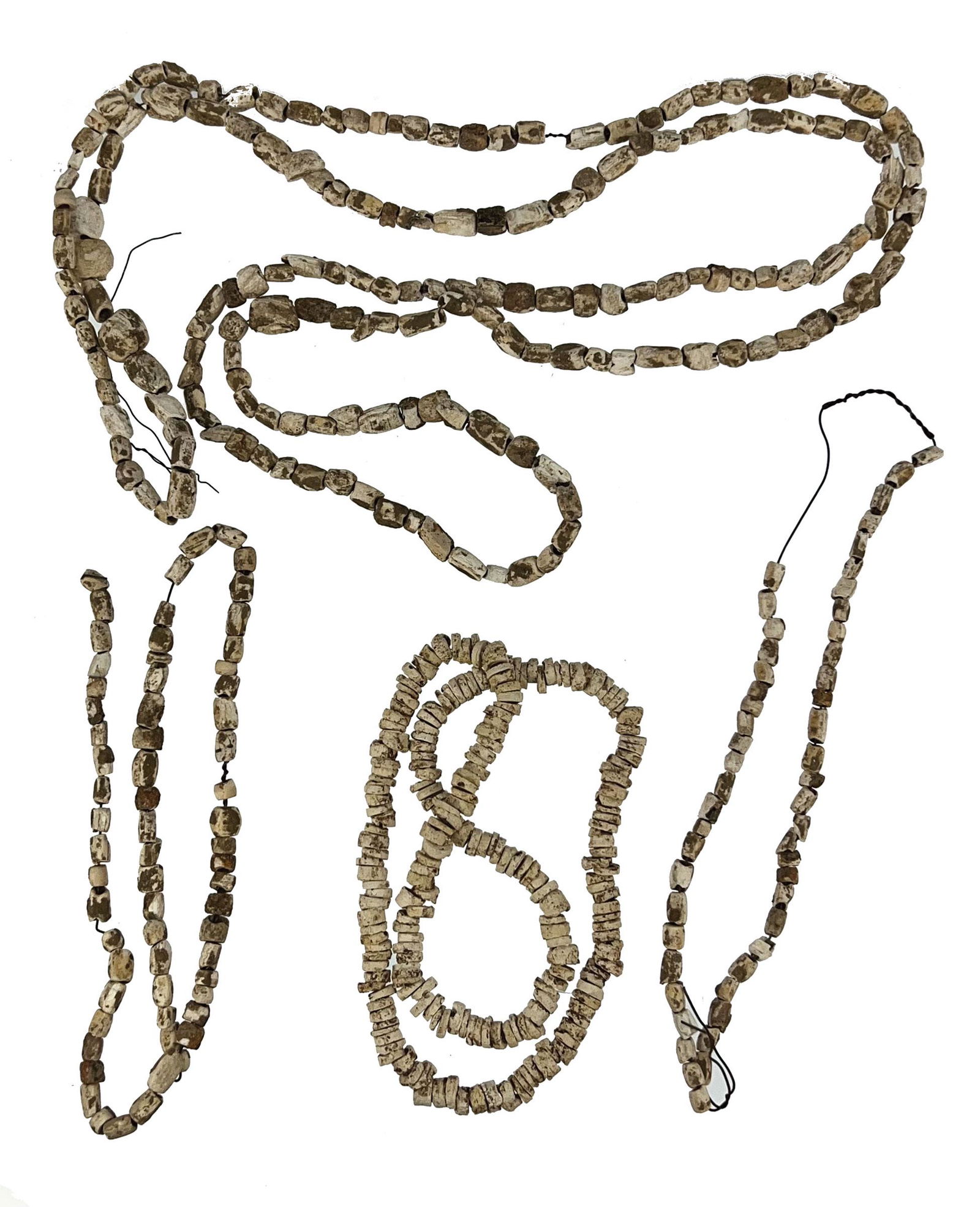 Two Shell Bead Necklaces and two strung sections (TN).  20" and 56" (1 of 1)