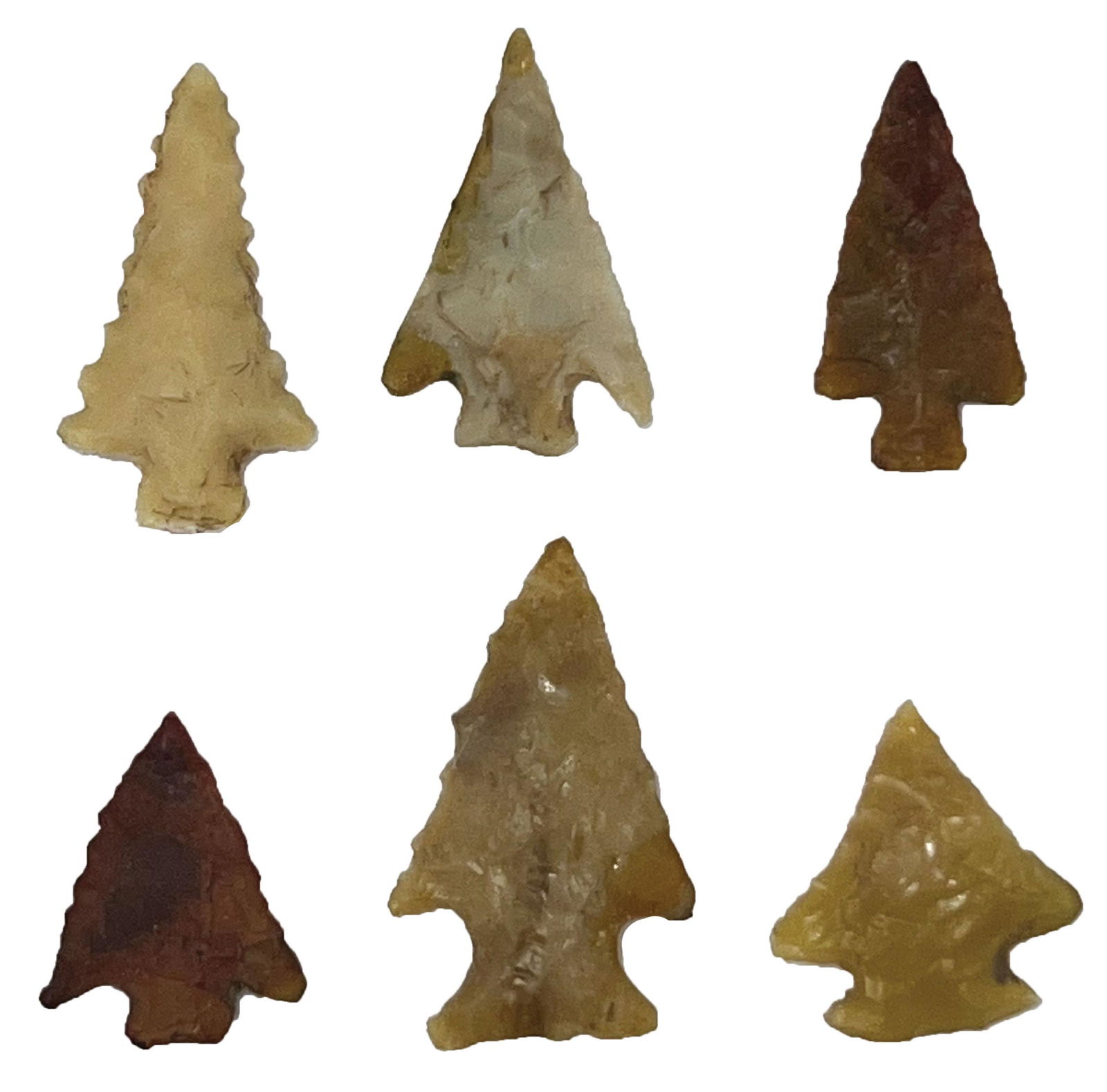 Six Columbia River Gem Points.  1/2"-1"".  Pasco (Mouth Snake River). (1 of 1)