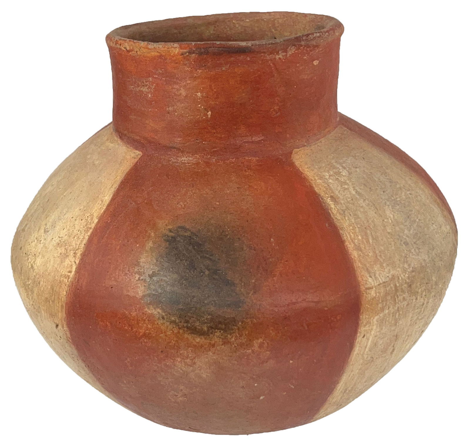 6" H. Red and White Jar.  Cross Co, AR.  Found in 1987.  Restored (1 of 5)