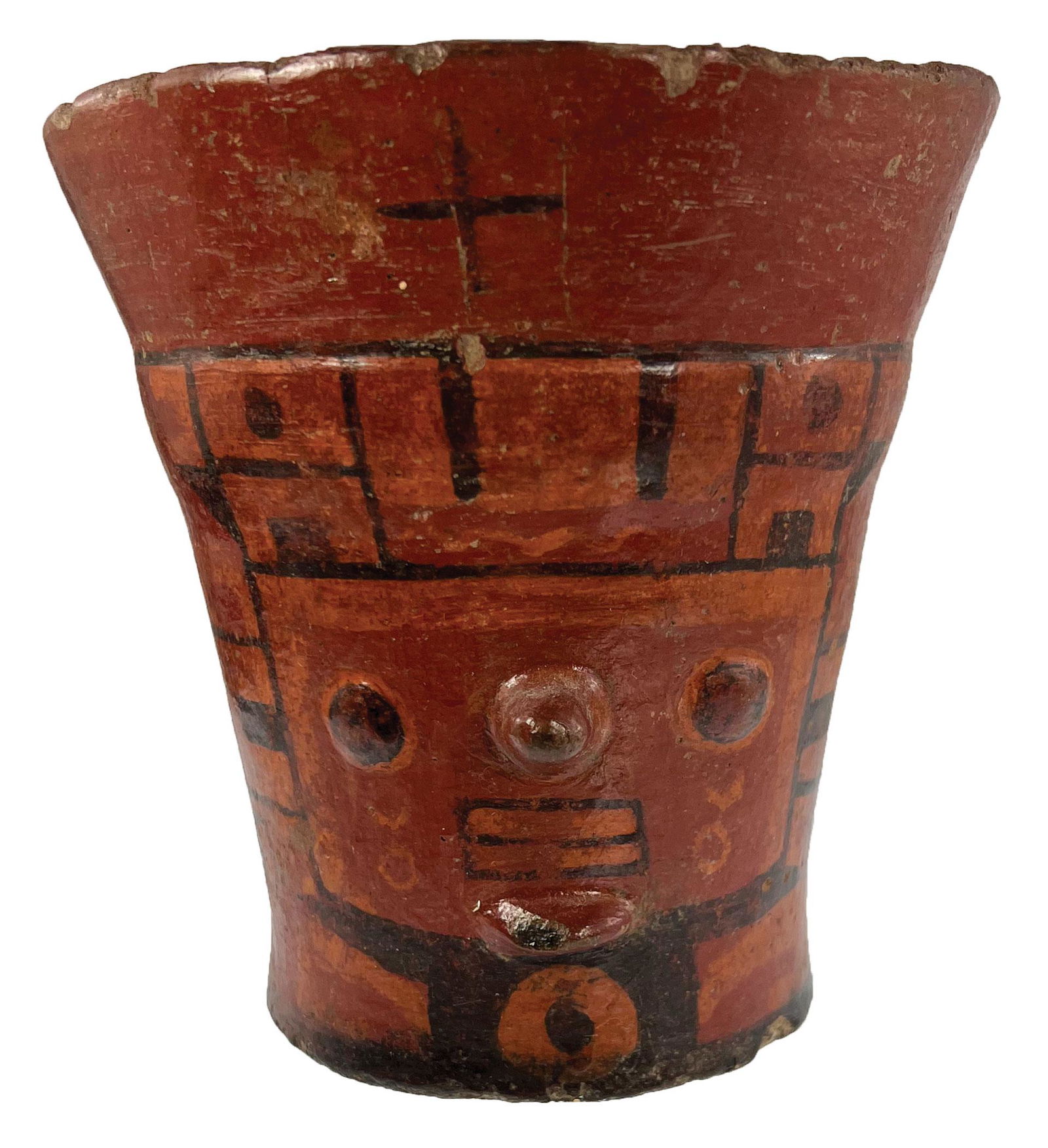 5 3/4" H. Huari Kero.  Peru.  Very colorful  example with face (1 of 8)