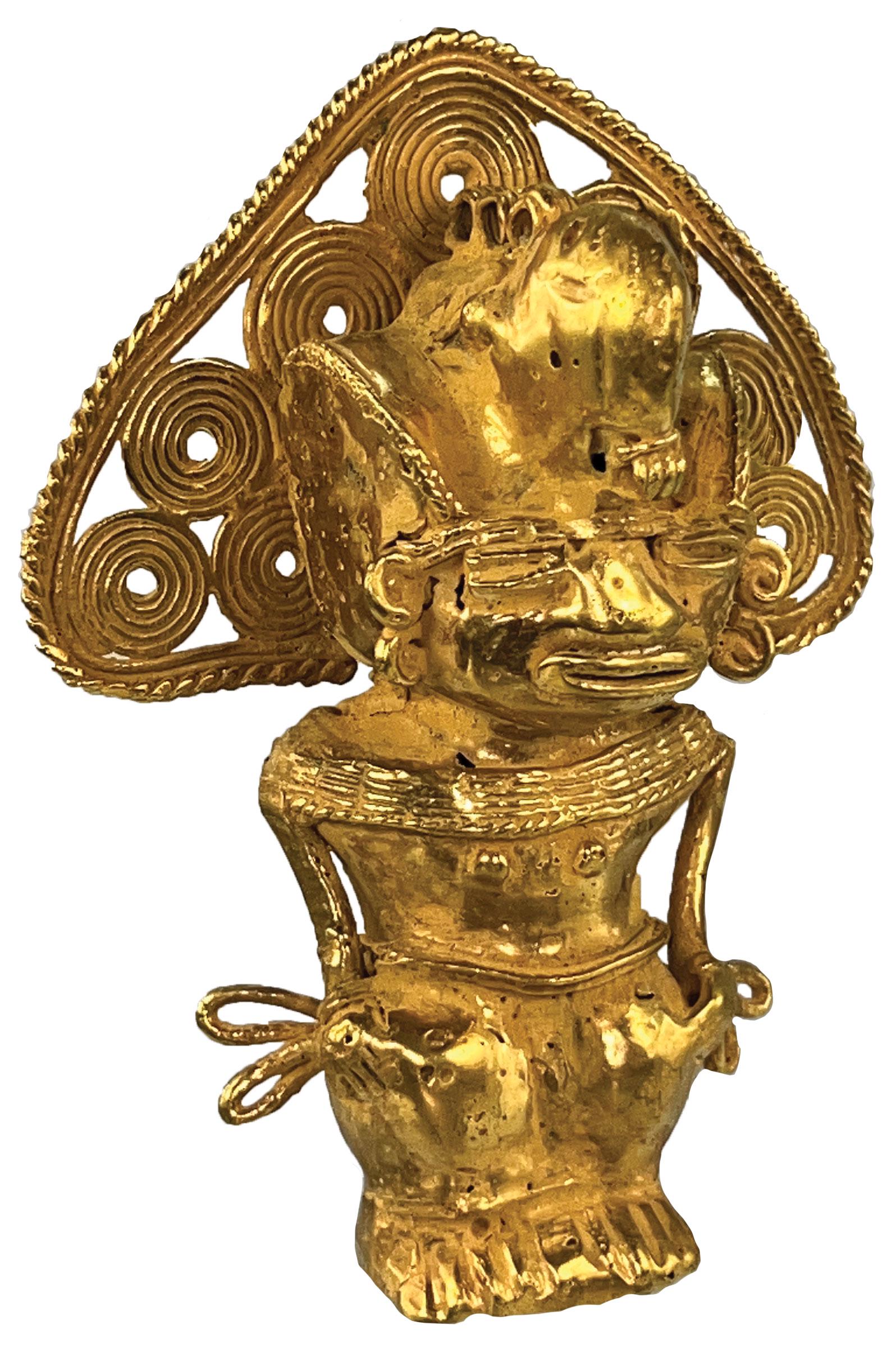 3 7/8" Tairona Female Effigy Figurine.  Gold content unknown (1 of 5)