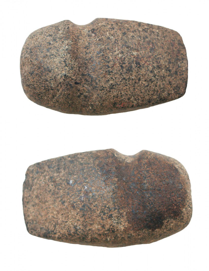 5 1/2" 3/4 Groove Axe. KY. Ex-Ryan. Jackson COA: 5 1/2" 3/4 Groove Axe. KY. Ex-Dr. John Ryan. Brown and black speckled Granite. No damage. Jackson COA