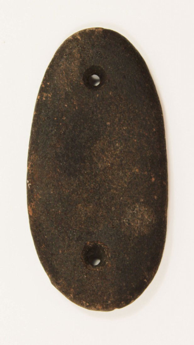 3 1/2" Hardstone Oval Gorget. OH. Davis G8 Paper: 3 1/2" Hardstone Oval Gorget. OH. Davis G8 Paper