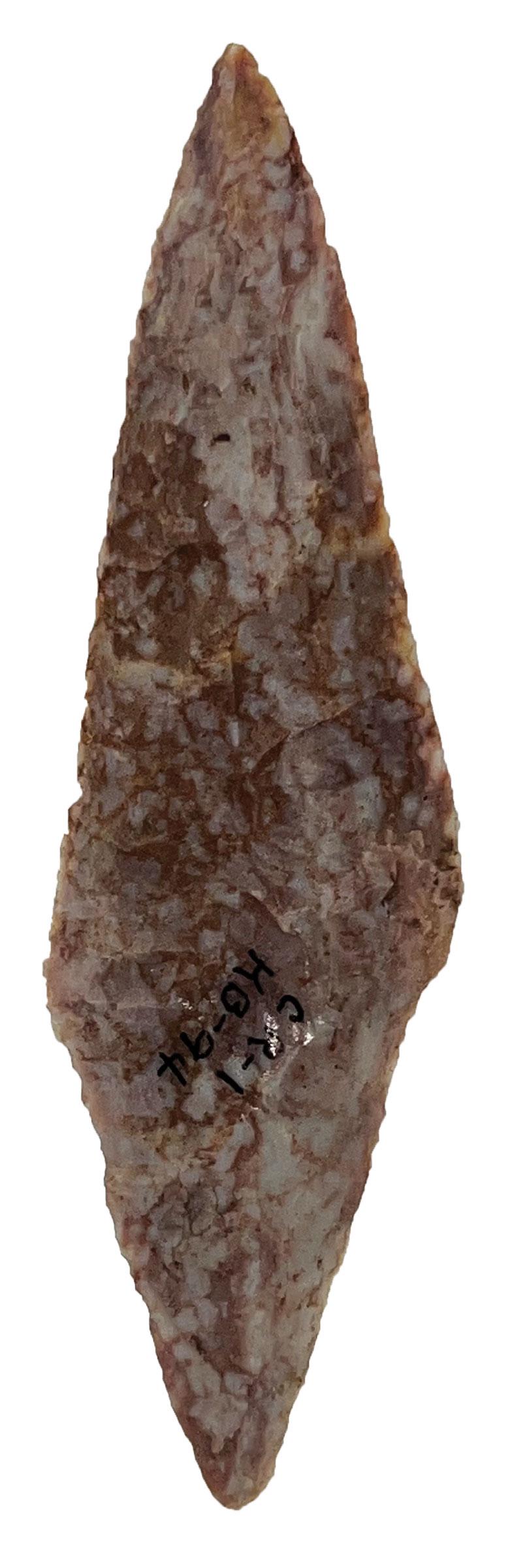 5 1/4" Harahay Knife. Ex-Steve Elwood. Very nice. Perino COA: 5 1/4" Harahay Knife. Moore Co, TX. Colorful Alibates. G10 example. Ex-Mark Spangler, Steve Elwood, Dave Harvey. Reported in Panhandle Plains Historical Review (Vol. 28, p96, 1955). Pictured in Elwood