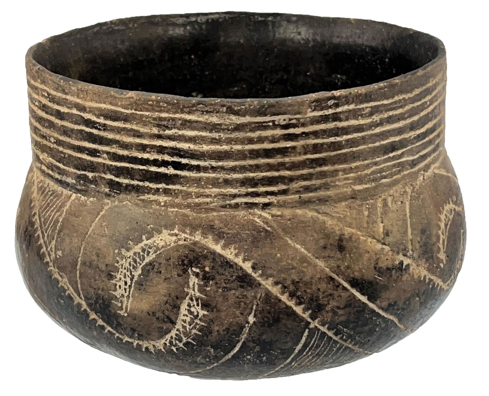 5 1/2" Crockett Curvilinear Engraved Bowl.  AR.  Ex-Hathcock (1 of 6)