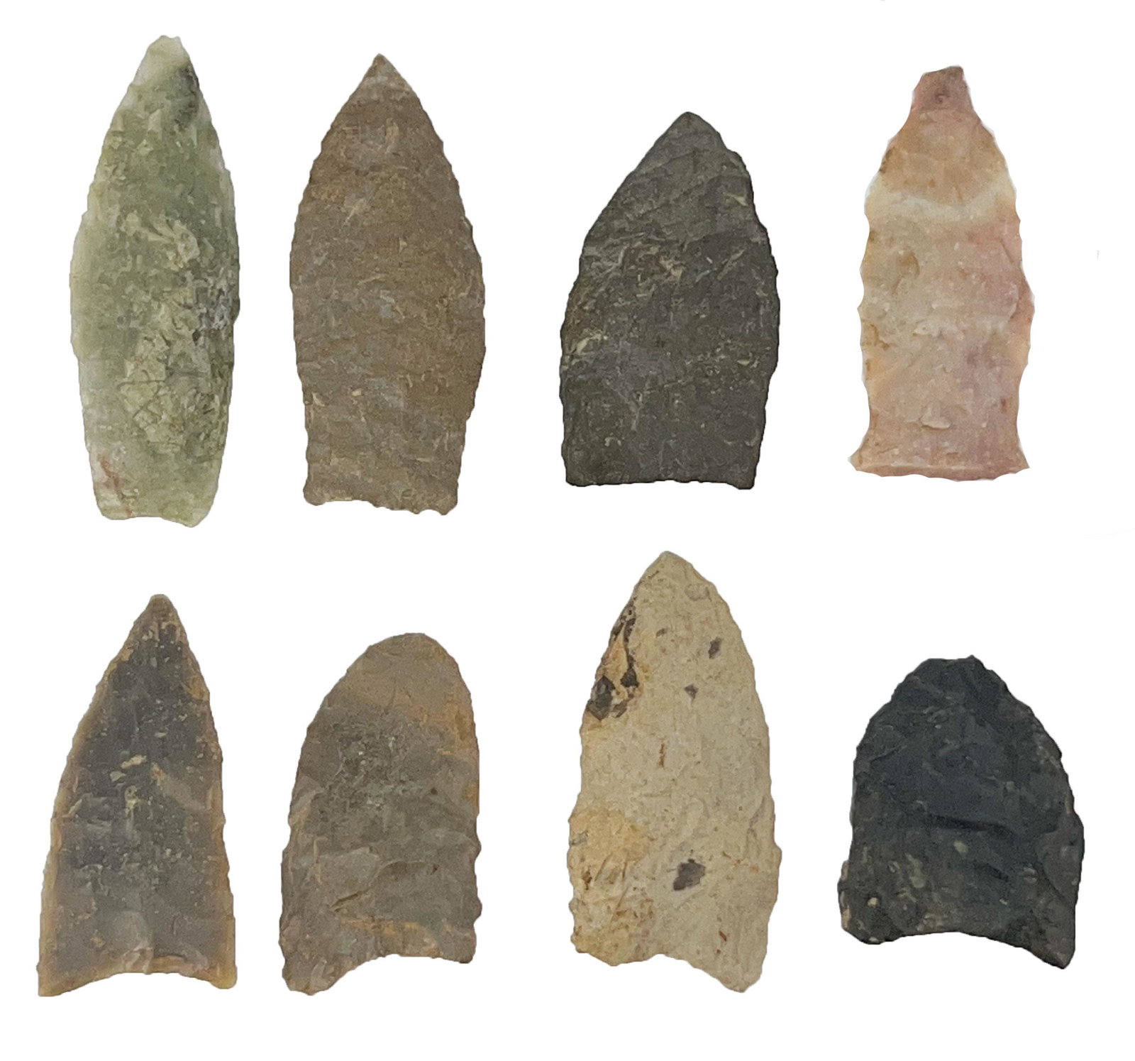 Group of Eight Paleo Points from Central KY.  1 1/2"-2". (1 of 2)