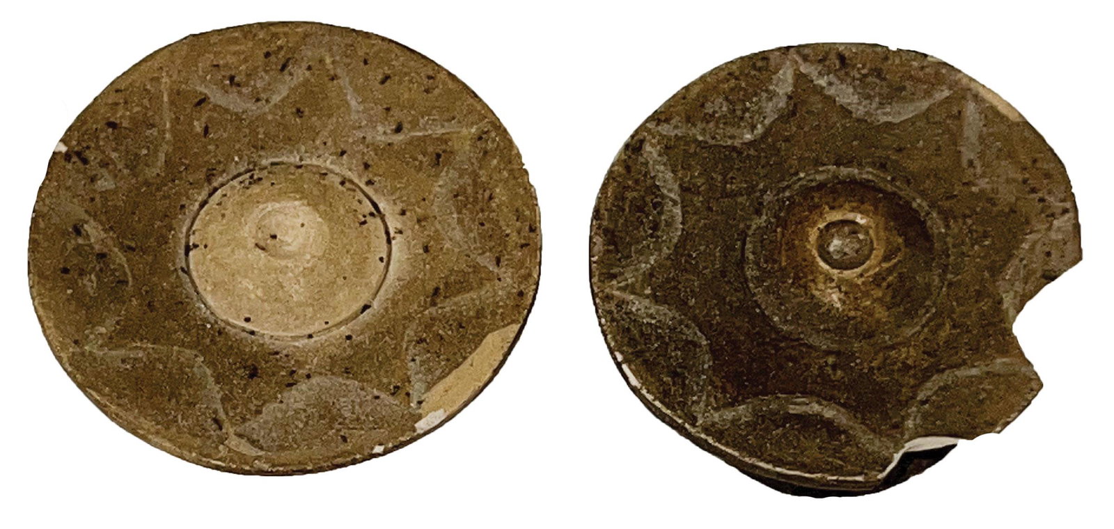 Pair of 1 3/8" Caddo Ear Spools.  Foster style.  Tan Hardstone (1 of 5)