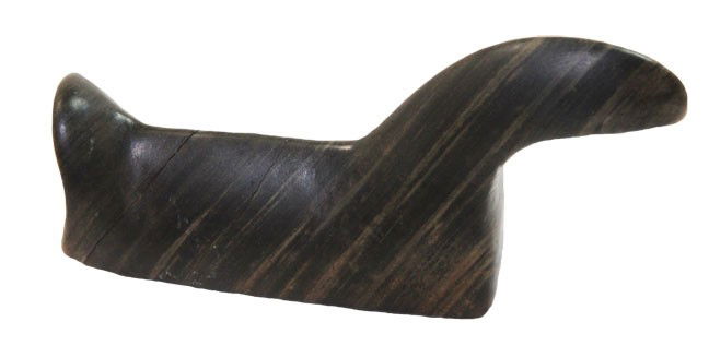 Birdstone. Ex-Copeland, Young. Davis G10 Paper: Superb 3 3/8" Birdstone. Franklin Co, OH. Vivid banding. Ex-Copeland, T. Hugh Young. Top shelf artifact. Davis G10 Paper. Pictured on front cover of sale catalog