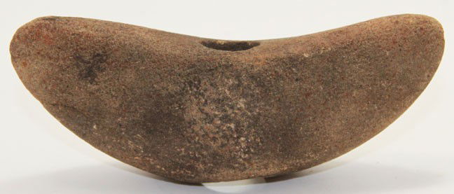 3 7/8" Sandstone Wing Bannerstone. Modoc Smith: 3 7/8" Sandstone Wing Bannerstone. OH. Modoc Smith piece. Sold at a very early Garth's auction