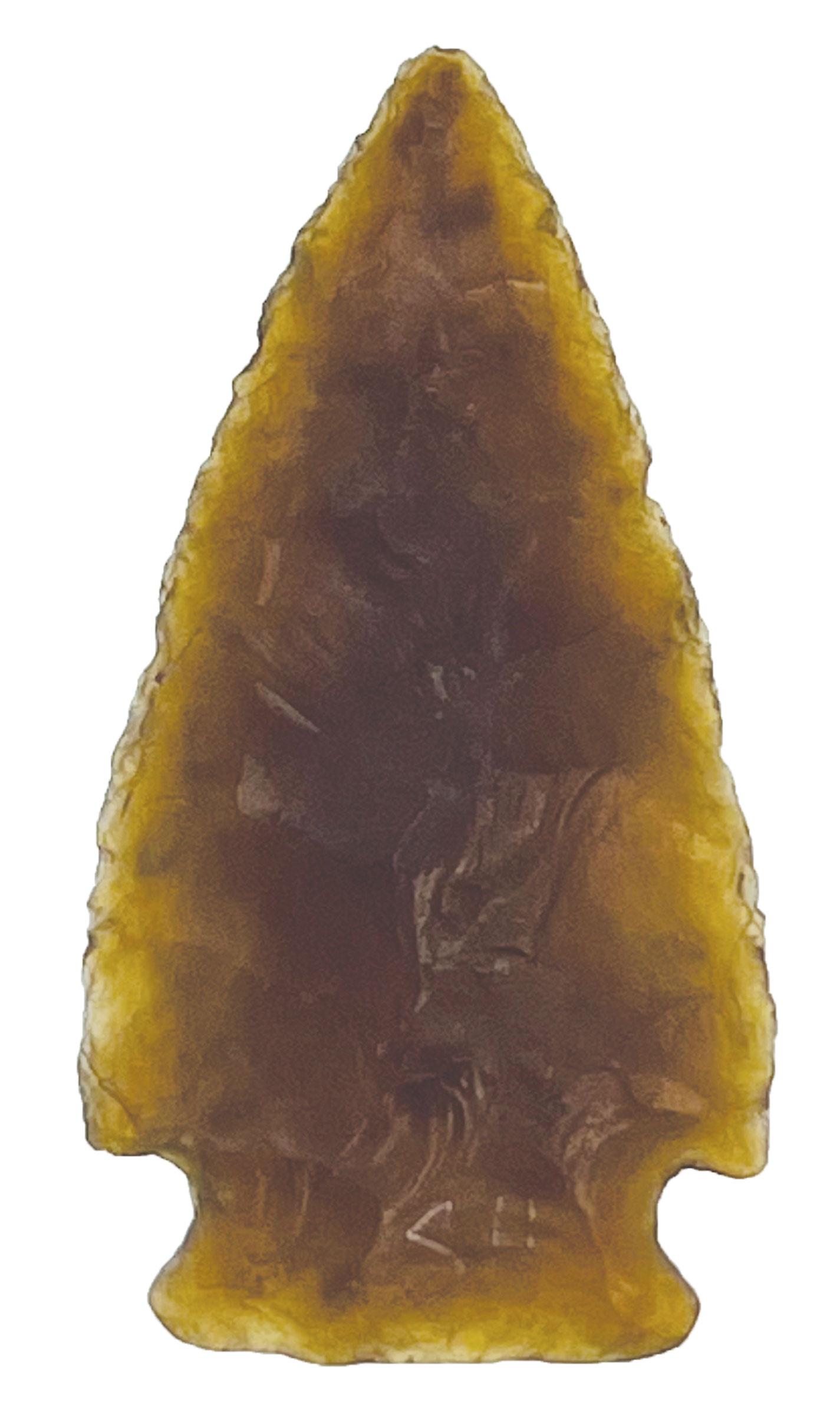 2 1/8" Pelican Lake.  Dakotas tyle point.  Translucent Knife River Flint.  Very thin and well made. (1 of 3)