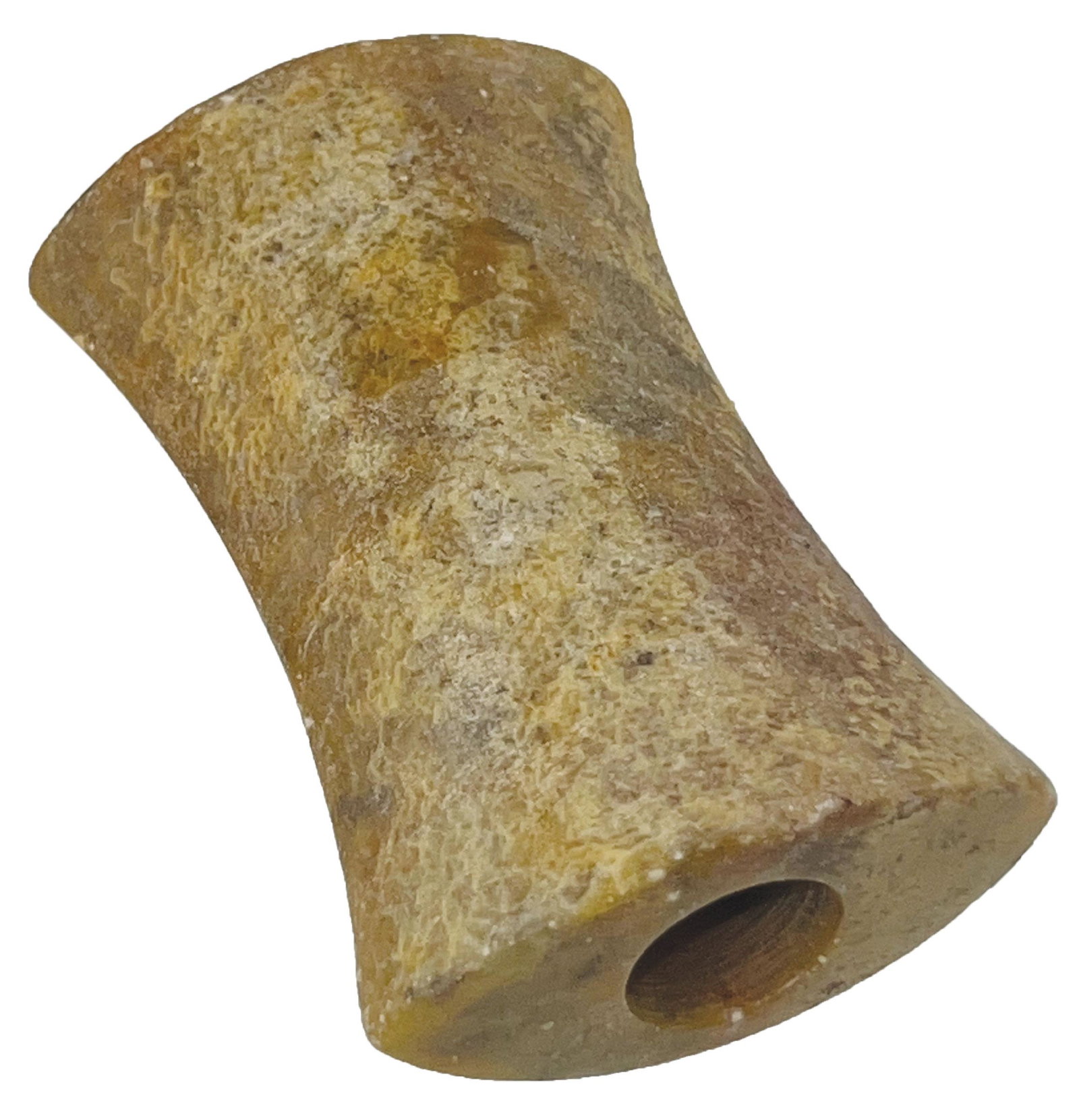 3 3/8" Hourglass Bannerstone.  Fayette Co, IL.  Tapered waist, large (tapered) hole construction. (1 of 8)