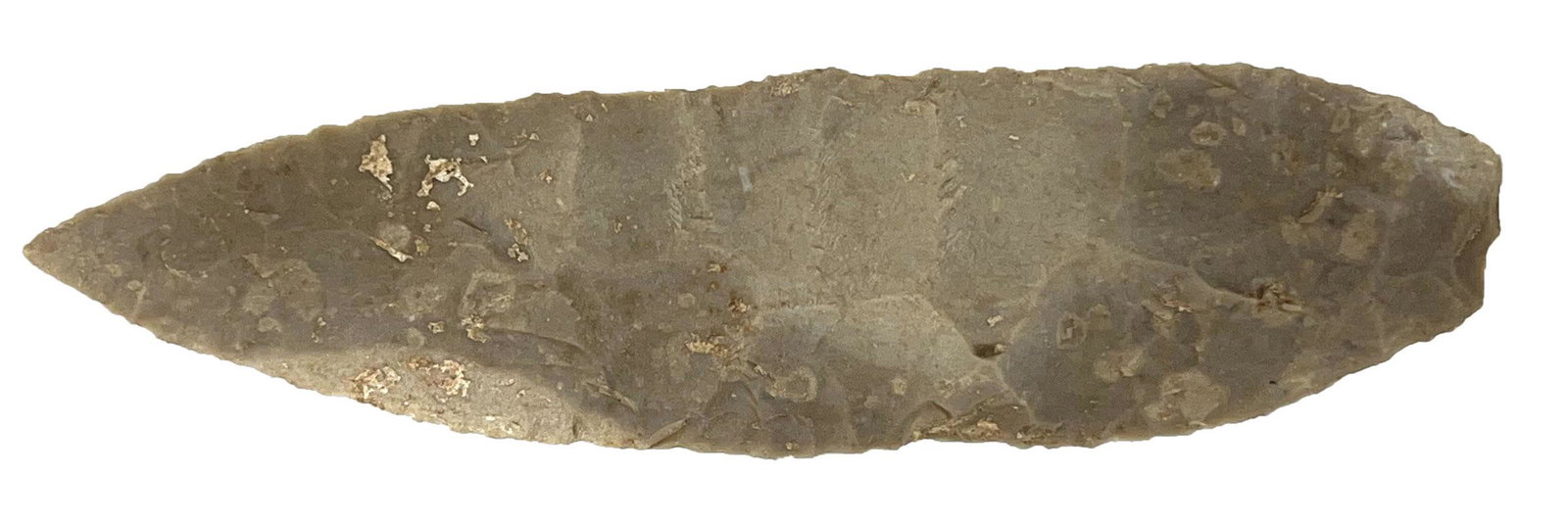 5 9/16" Large Archaic Knife. Uvalde Co, TX. Edwards Plateau. German COA: 5 9/16" Large Archaic Knife. Uvalde Co, TX. Thin, well flaked. Slight stack. Edwards Plateau. Bill German COA