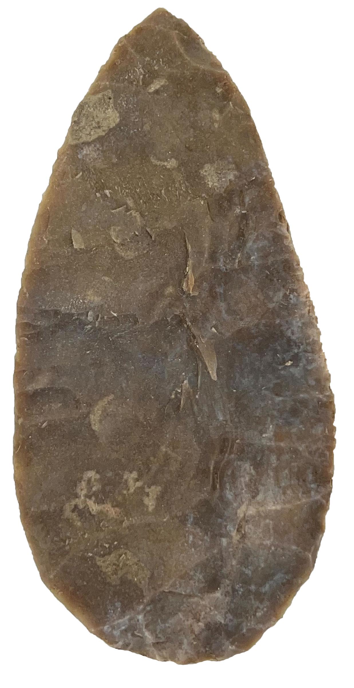 4 1/2" First Stage Harahay Knife. Rogers COA. Bandera Co, TX.: 4 1/2" First Stage Harahay Knife. Bandera Co, TX. Dark Edwards with white frost patination. Slight to ding. Rogers COA