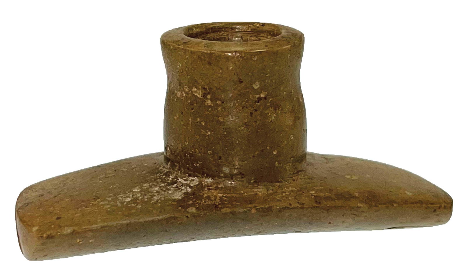 2 13/16" Hopewell Platform Pipe with Bennett COA. Pipestone. Very fine: 2 13/16" Hopewell Platform Pipe. Pike Co, OH. Well patinated Pipestone. Very fine condition. Excellent form. Ex-Dan Brenneman. Bennett COA