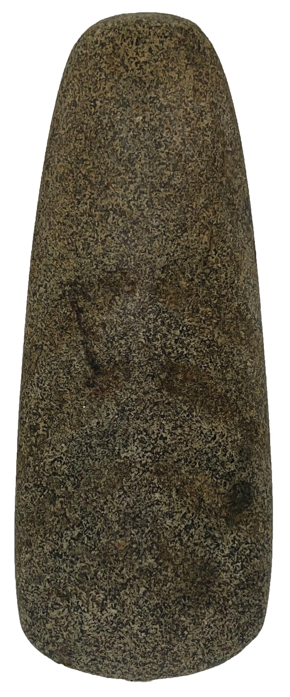 Rare 6" Fluted Celt. IL. Ex-Mitch Lewis. G10 condition. Well made: Rare 6" Fluted Celt. Polished green Granite with 8 opposing flutes engraved on front. G10 condition. Well made and symmetrical. Ex-Mitch Lewis