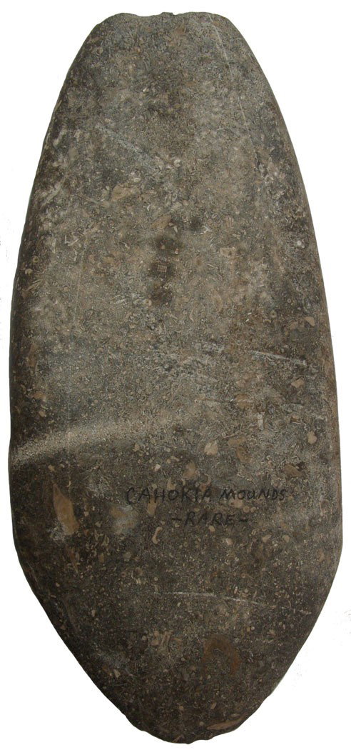 9 1/4" Stone Spade. Cahokia Mounds, IL. Ex-Payne: 9 1/4" Stone Spade. Cahokia Mounds, IL. Very rare. Ex-Edward Payne Collection