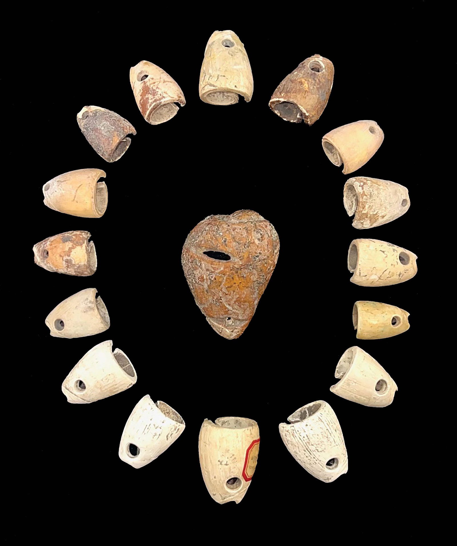 Set of 16 Forelock Hair Beads (7/8" to 1 1/4") and matching Pendant from Spiro. (1 of 4)