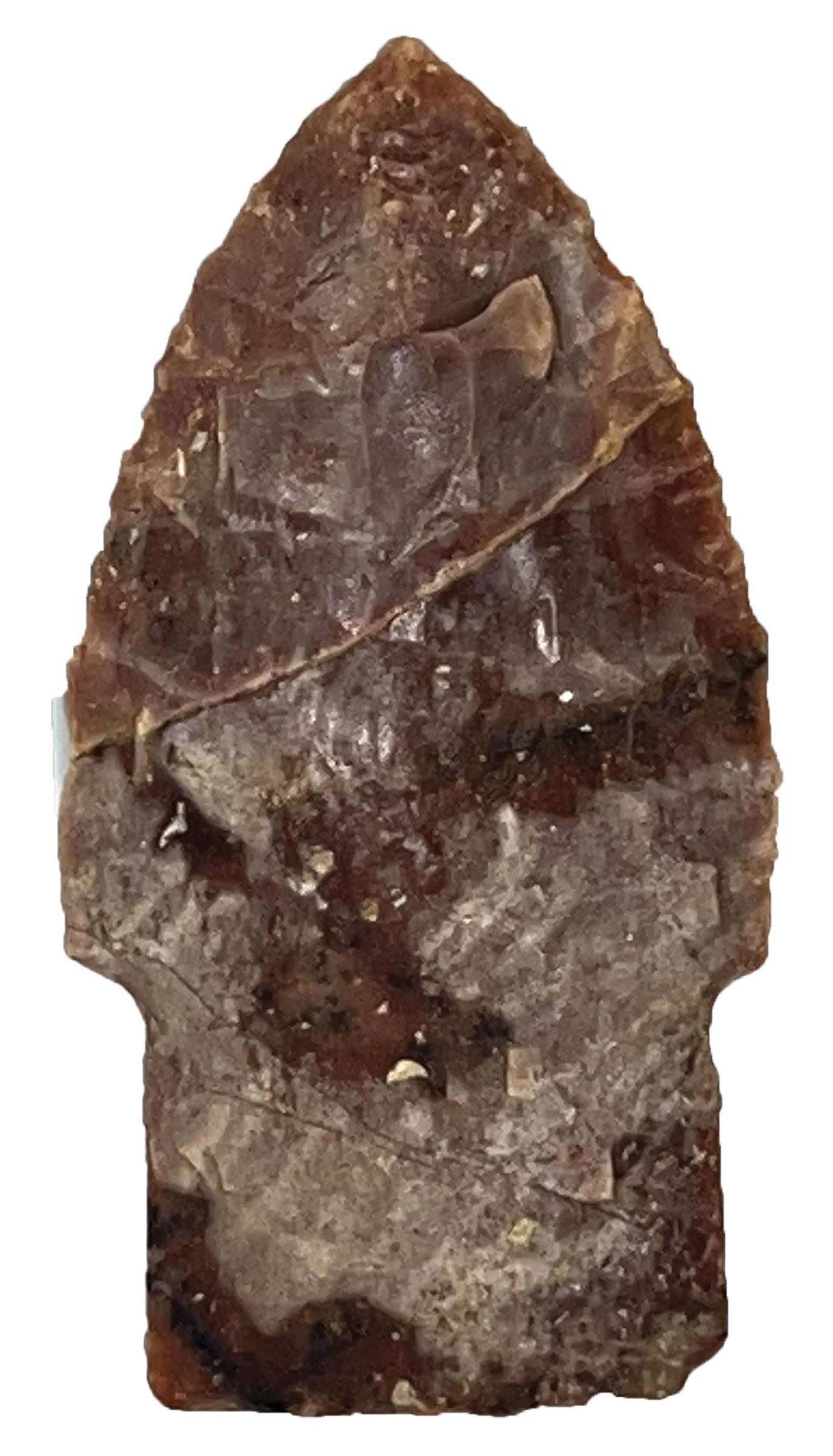 1 5/8" Scottsbluff.  Sabine Parish, LA.  Rogers COA. Glossy red and white chert. (1 of 3)