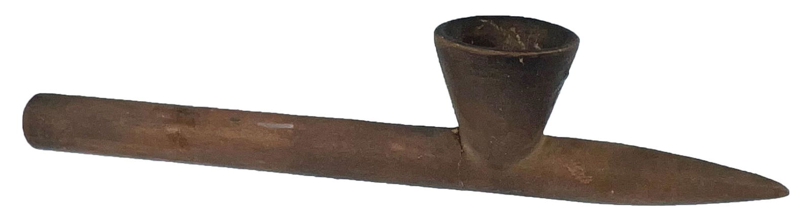 6 1/8" Caddo Pottery Pipe.  AR.  Long slender Haley style.  Wonderful display. (1 of 7)