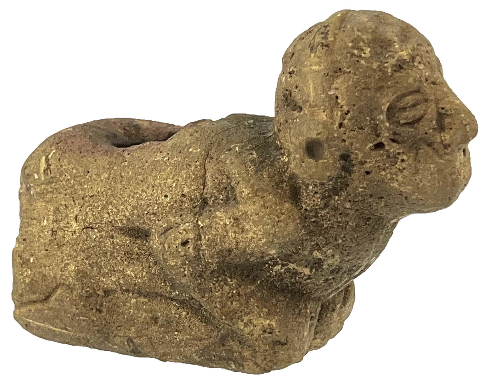 4 1/8" Sandstone Kneeling Human Effigy Pipe.  Osage Co, MO.  Very good condition. (1 of 8)