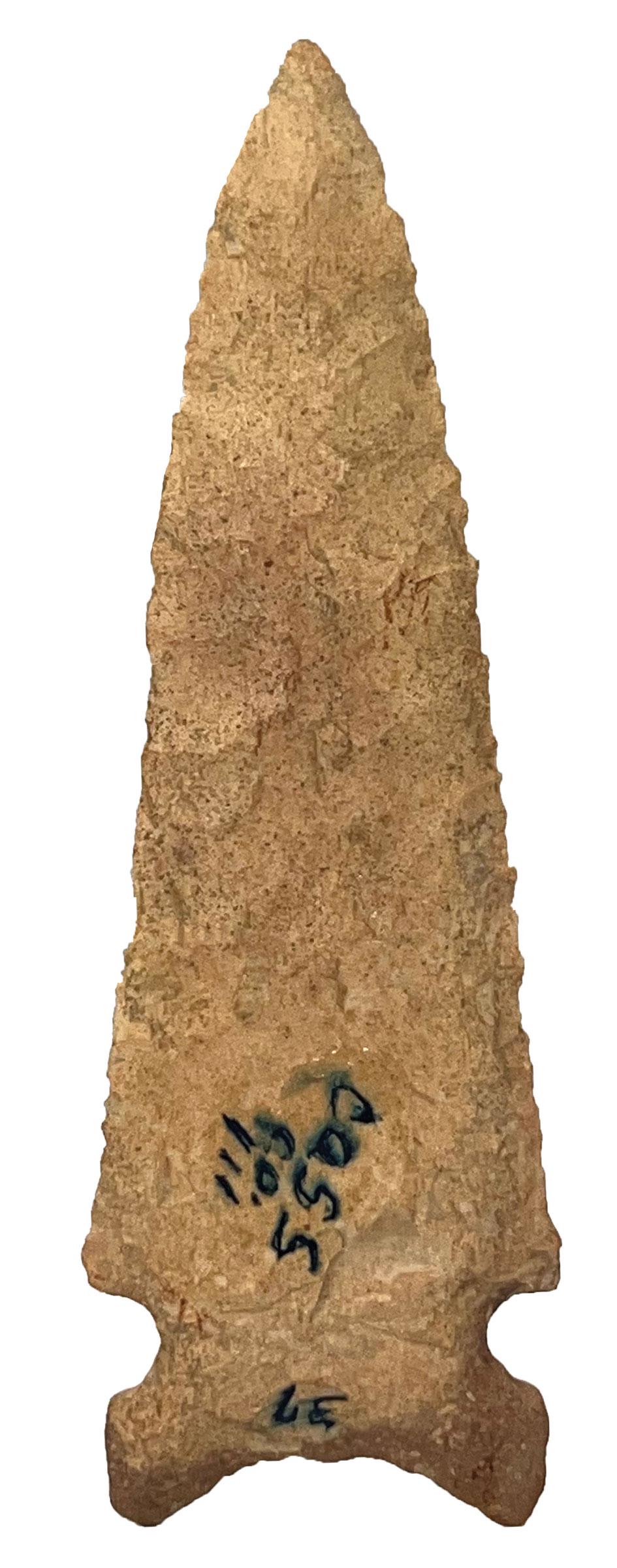 4 1/4" Graham Cave.  Cass Co, IL.  Very well flaked.  Found in 1955.  COA (1 of 3)