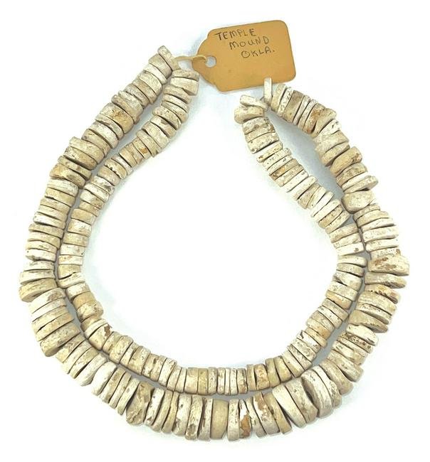 24" Shell Bead Necklace.  Spiro Mound (Temple).  LeFlore Co, OK.  3/8" in diameter. (1 of 2)