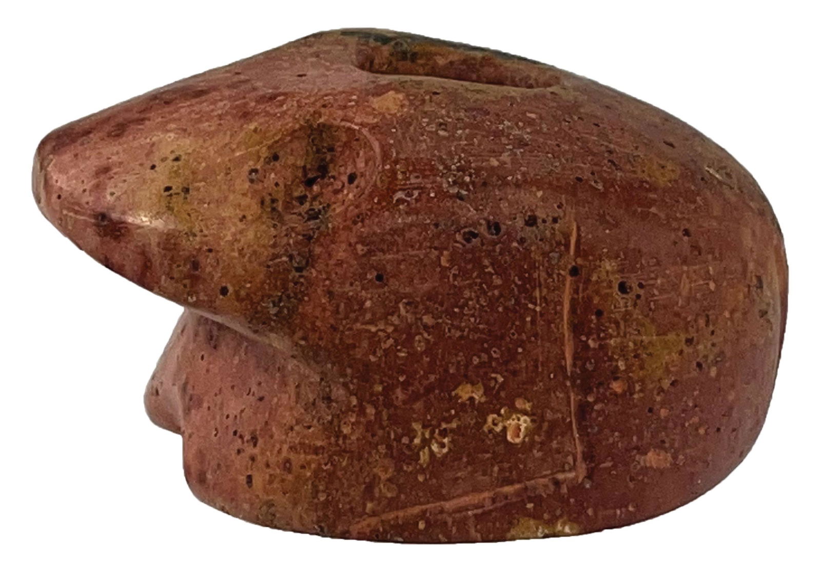 2 1/4" Frog Effigy Pipe.  Southern IN. Hopewell styling.  Polished red Pipestone. (1 of 6)