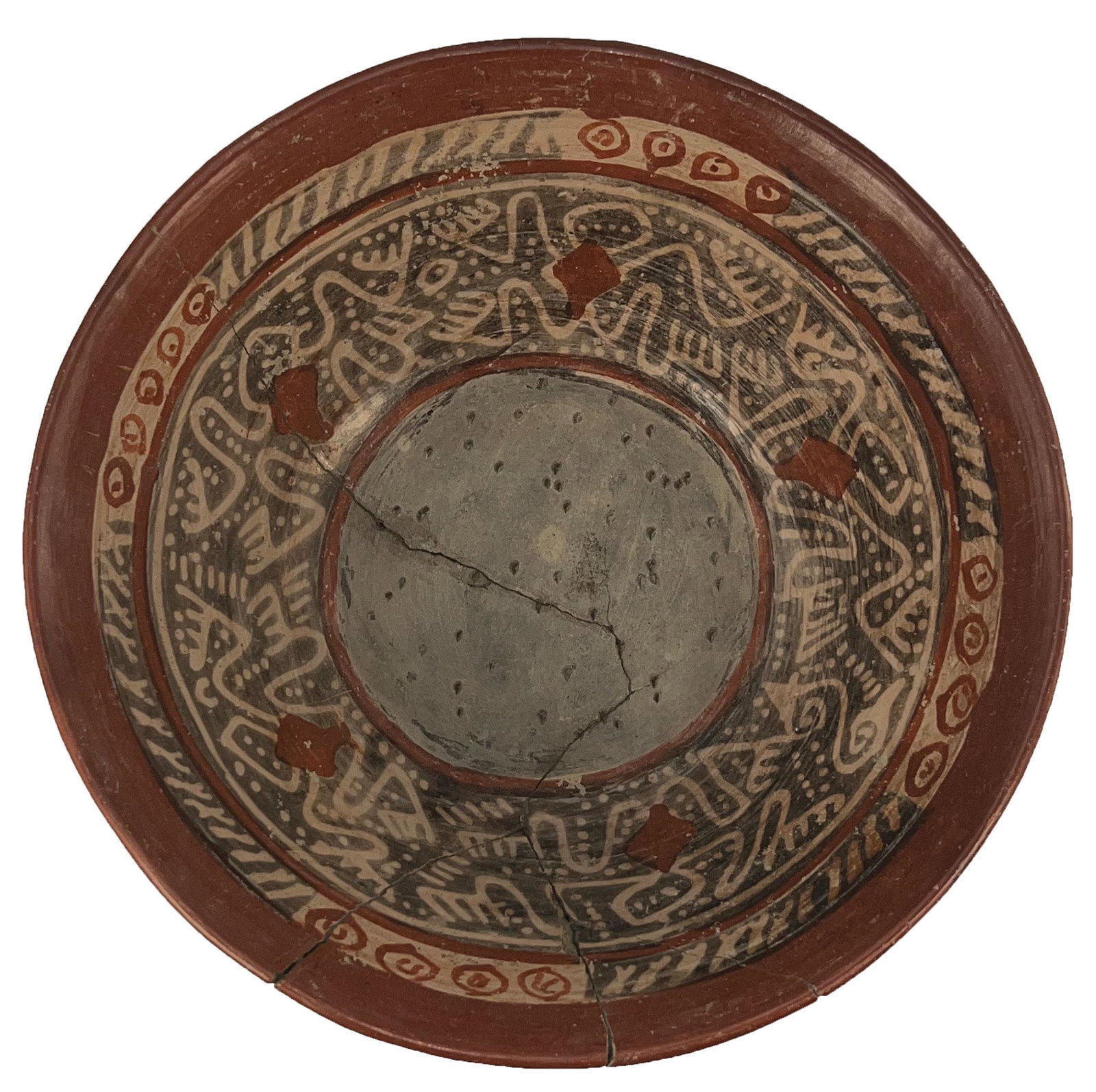 9 1/8" D.  Painted Bowl.  Chupicuaro culture (600 BC to 400 AD.   Dr. Earl Riddick (1 of 4)