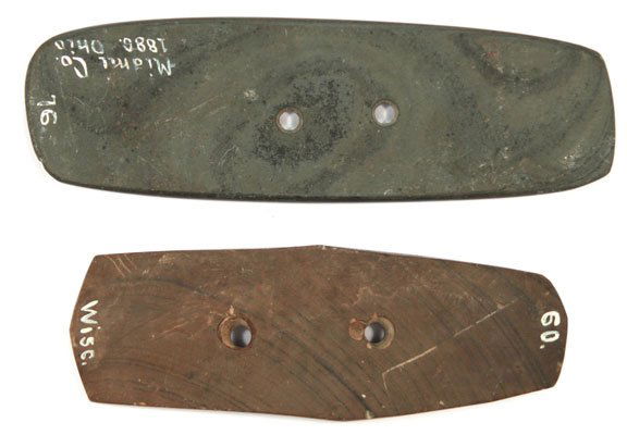 4 1/2” & 5 1/4” Gorgets from old collection. OH &: 4 1/2” & 5 1/4” Gorgets from old collection. OH & WI