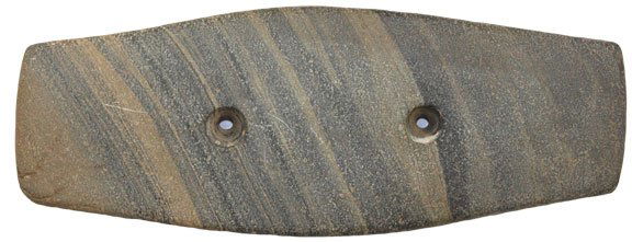 6 1/2” Expanded Center Gorget. TN. Davis G10 COA: 6 1/2” Expanded Center Gorget. Cocke Co, TN. Striped Southern Slate. Ex-Hatton. Davis G10 Paper