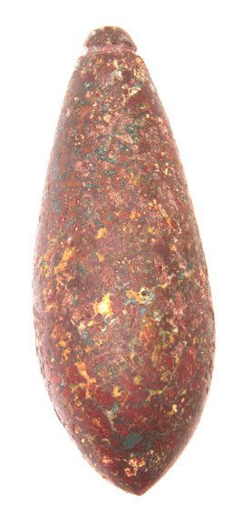 3 1/8” Red Quartz Plummet. Gibson Co, IN: 3 1/8” Red Quartz Plummet. Gibson Co, IN