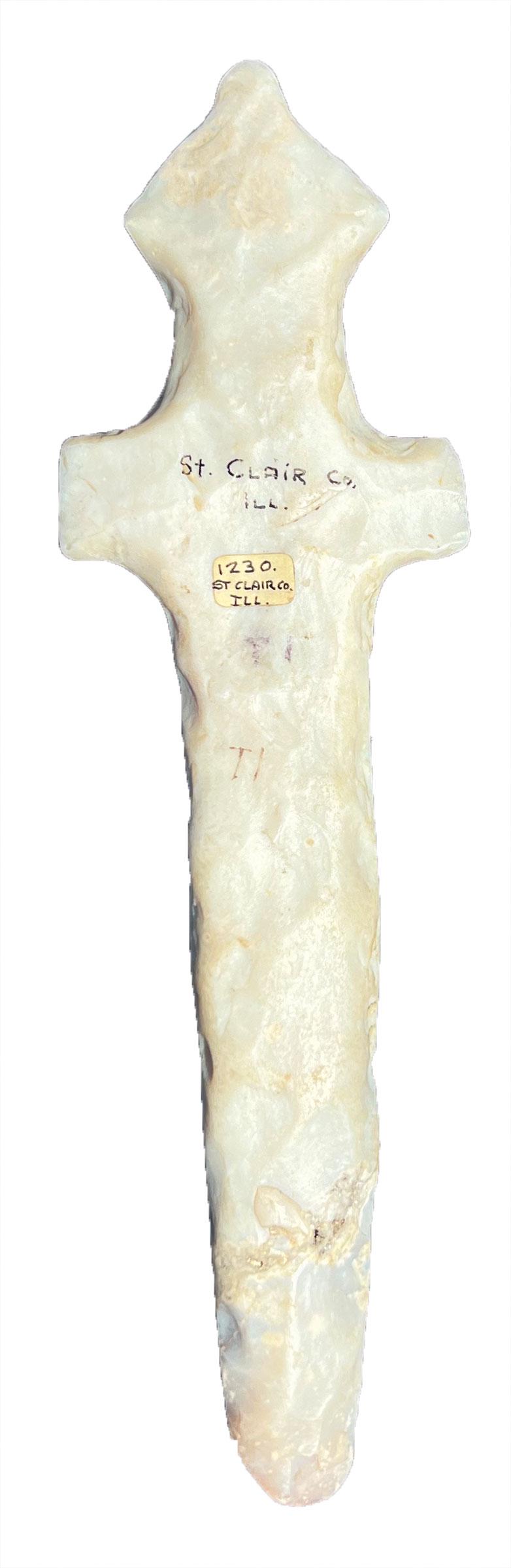 9 5/16" Mississippian Scepter. St. Clair Co, Il. , Steek styling with crowned head. Jackson COA: 9 5/16" Mississippian Scepter. St. Clair Co, Il. , Polished Crescent Quarry. Steek styling with crowned head. Excellent display. Jackson G10 COA