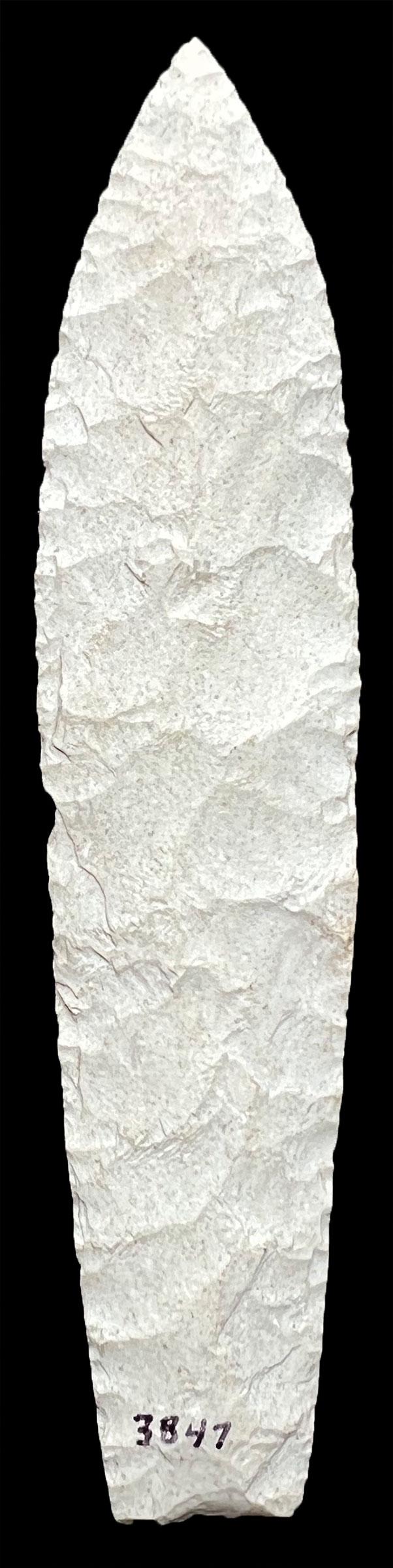 5 1/4" Agate Basin. Rogers COA. Pettis Co, MO. Well flaked Paleo piece. G10. Burlington.: 5 1/4" Agate Basin. Pettis Co, MO. Well flaked Paleo piece. G10. Burlington. Rogers COA