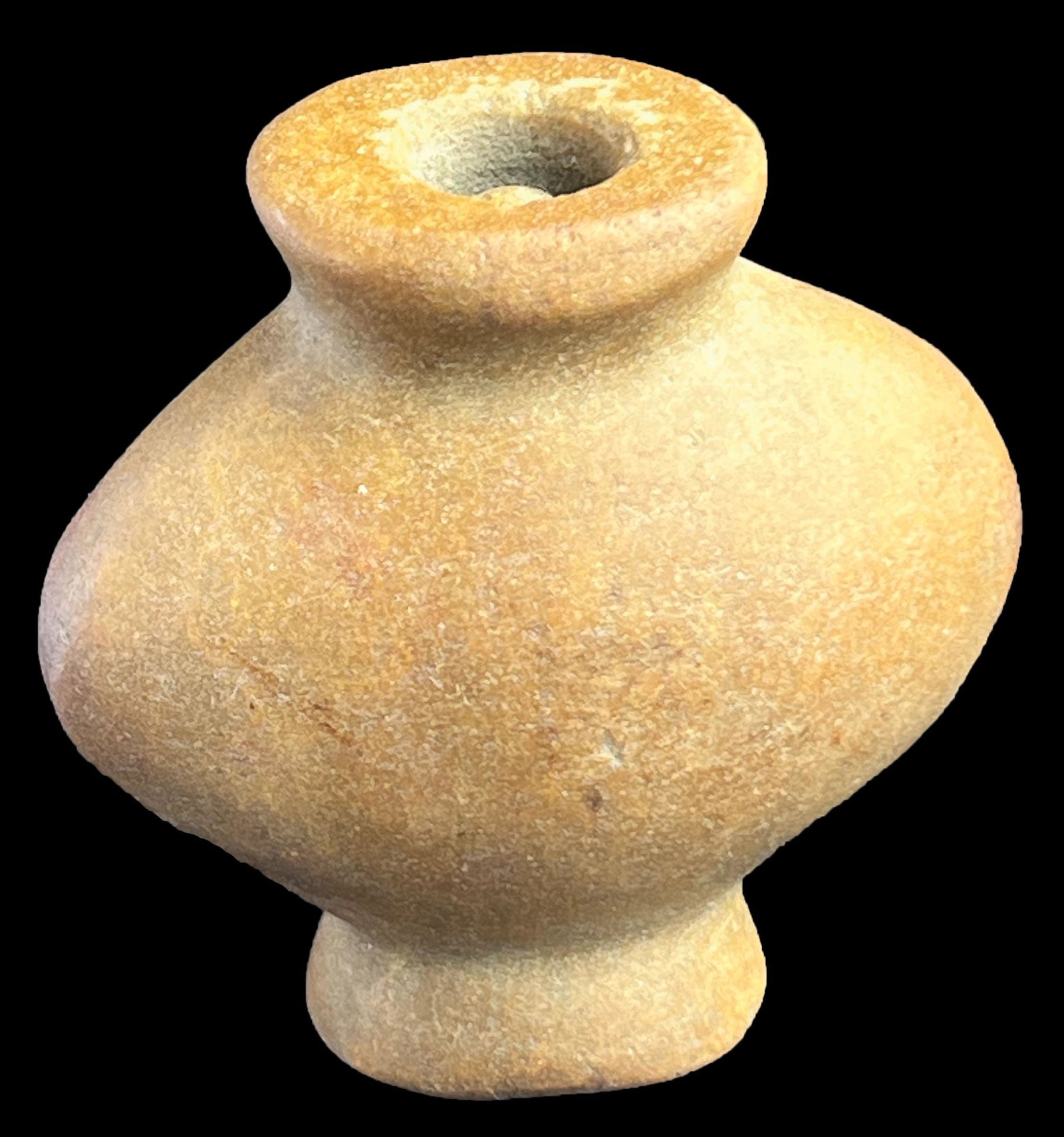 2 3/8" Quartz Bottle Bannerstone. IL. Hollow reed drilling just started. What a preform!: 2 3/8" Quartz Bottle Bannerstone. IL. Hollow reed drilling just started on one end. Other end has been pecked. Finely shaped and polished. What a preform!