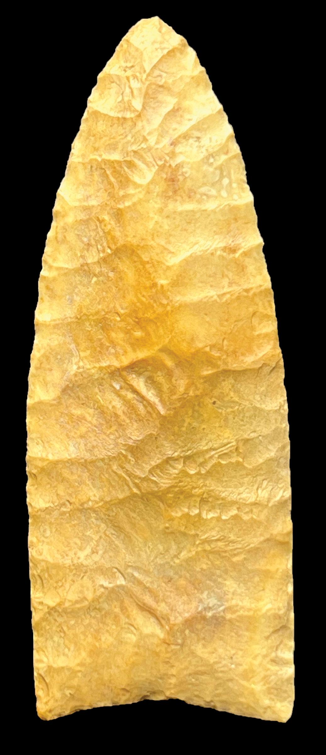3 1/4" Sloan Dalton. Johnson Co, MO. Motley COA. Near perfect point, excellent flaking,: 3 1/4" Sloan Dalton. Johnson Co, MO. Near perfect point, excellent flaking, uniform profile. Ex-Terry Allen. Motley COA